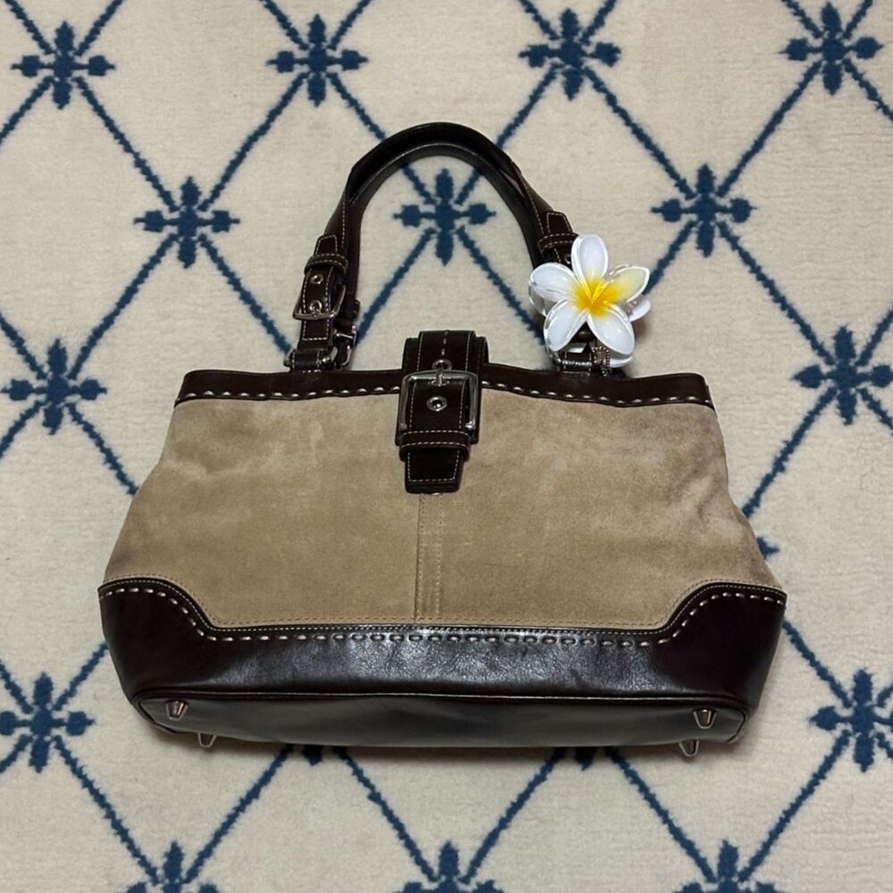 Coach Y2K Hampton Suede Carryall Satchel 2008 12619 - Tan/Brown